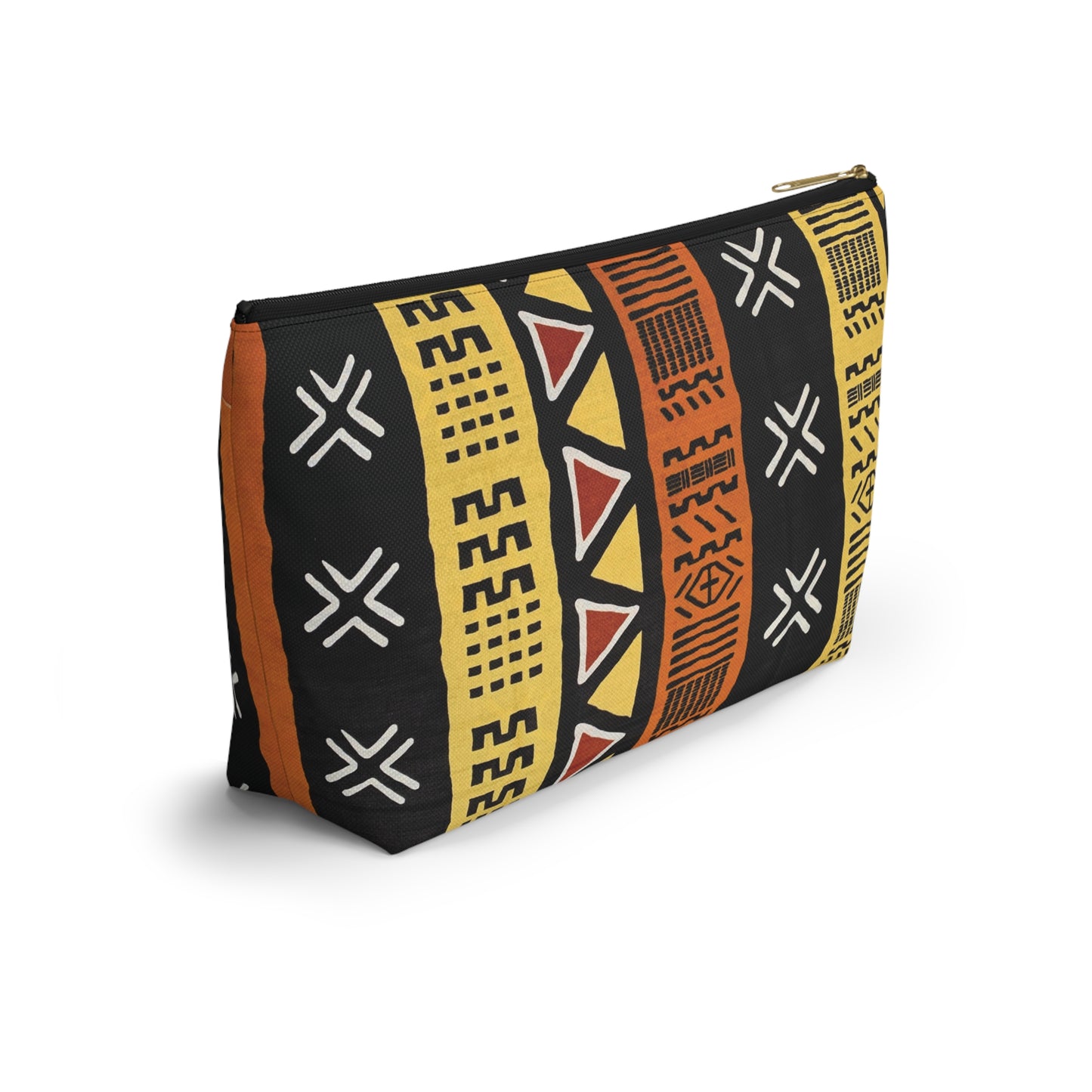 Mud Cloth Print Accessory Pouch w T-bottom