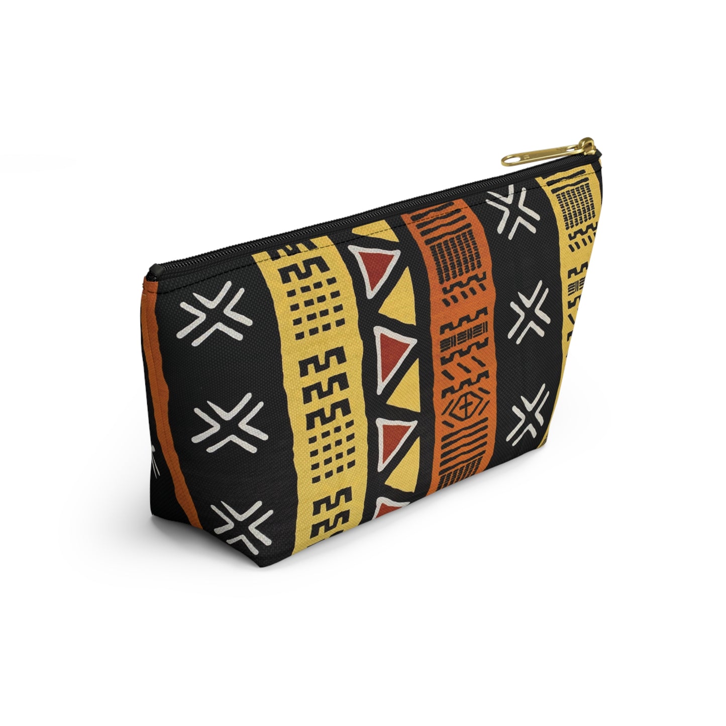 Mud Cloth Print Accessory Pouch w T-bottom