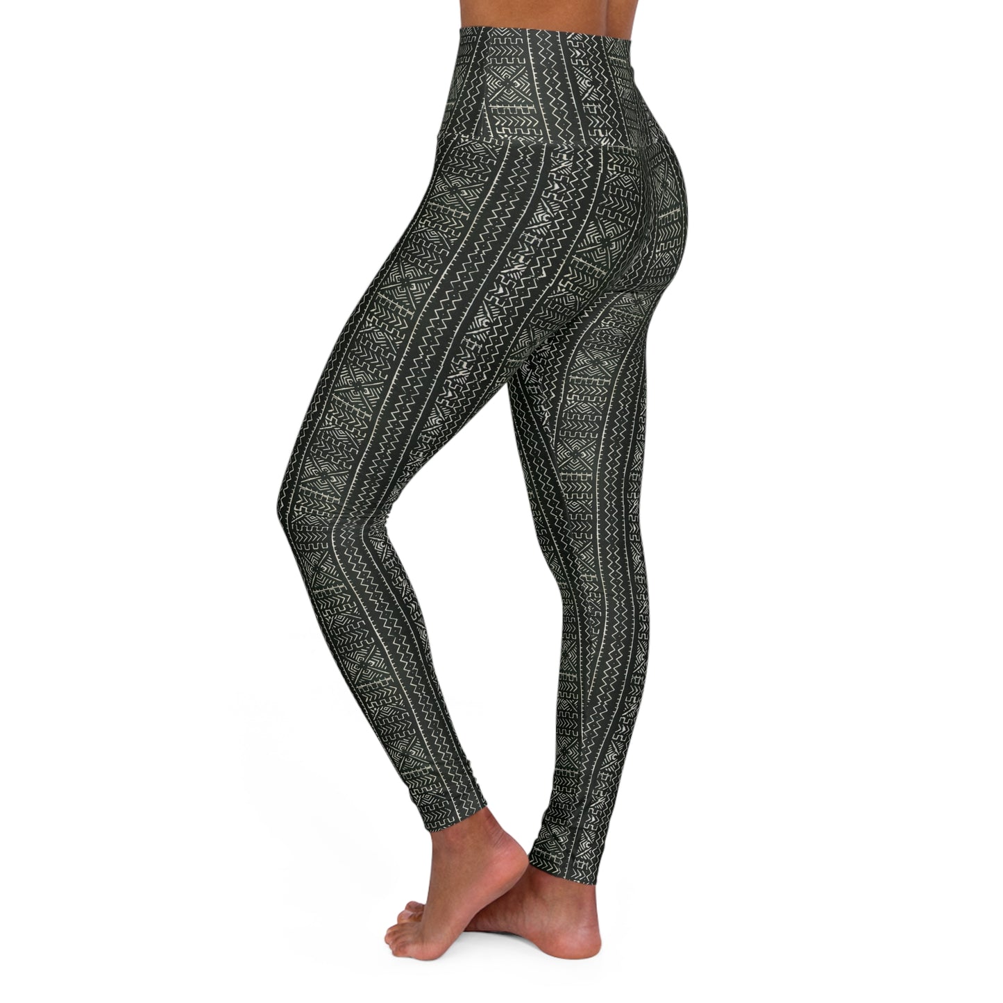 Freedom Culture High Waisted Mali Mud Cloth Print Yoga Leggings (AOP)