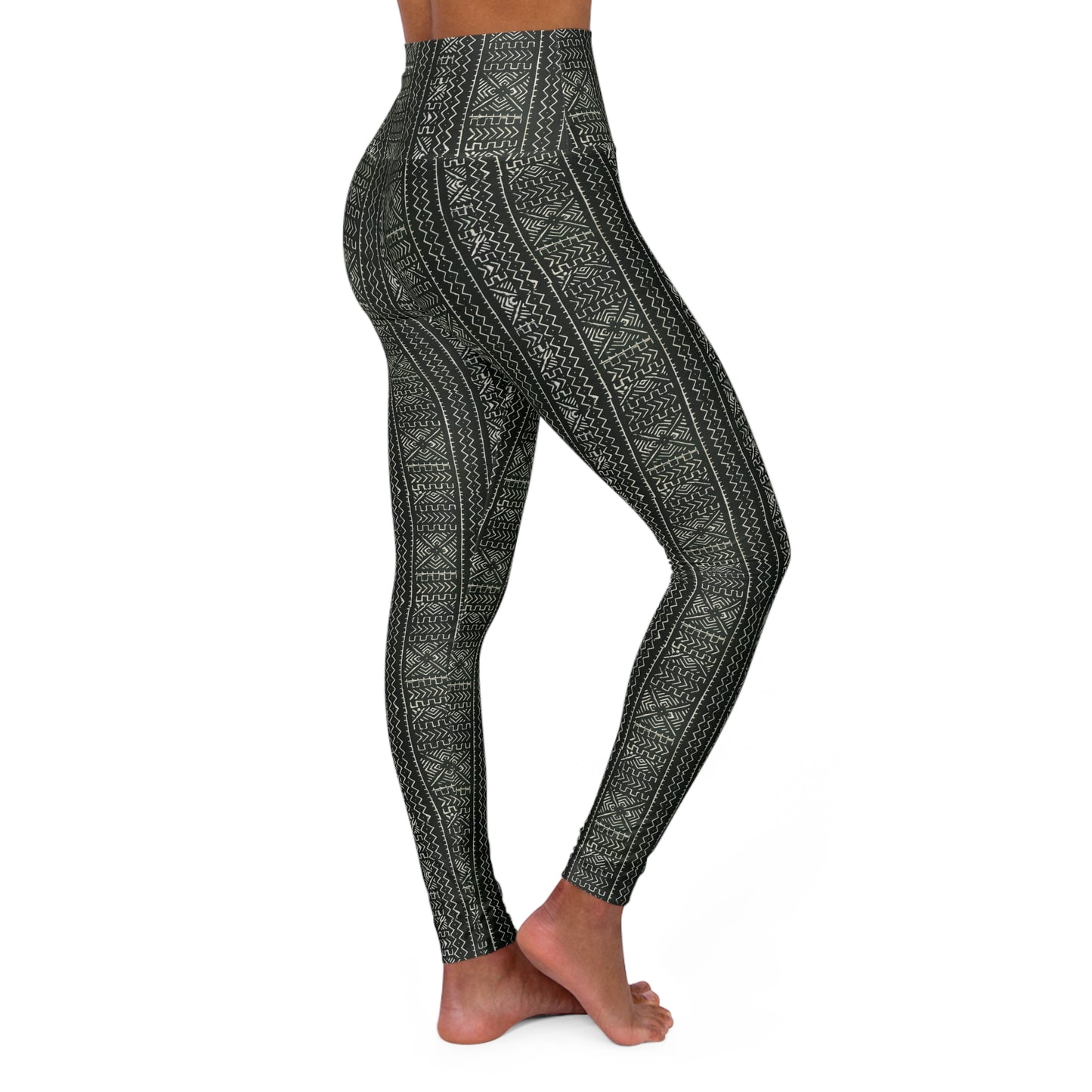 Freedom Culture High Waisted Mali Mud Cloth Print Yoga Leggings (AOP)