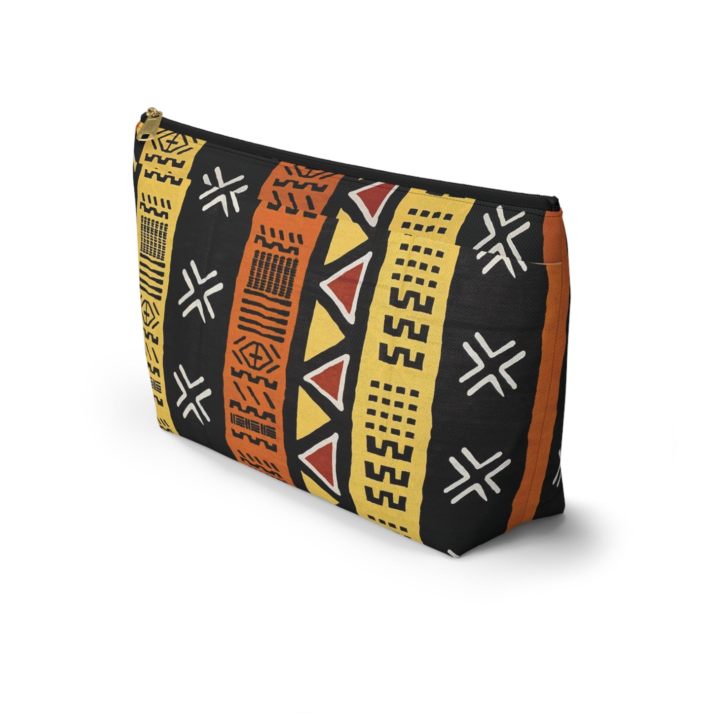 Mud Cloth Print Accessory Pouch w T-bottom