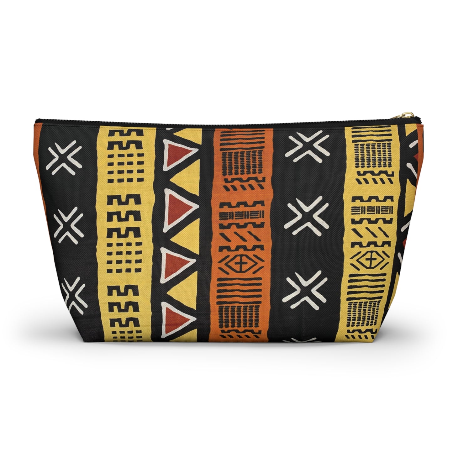 Mud Cloth Print Accessory Pouch w T-bottom