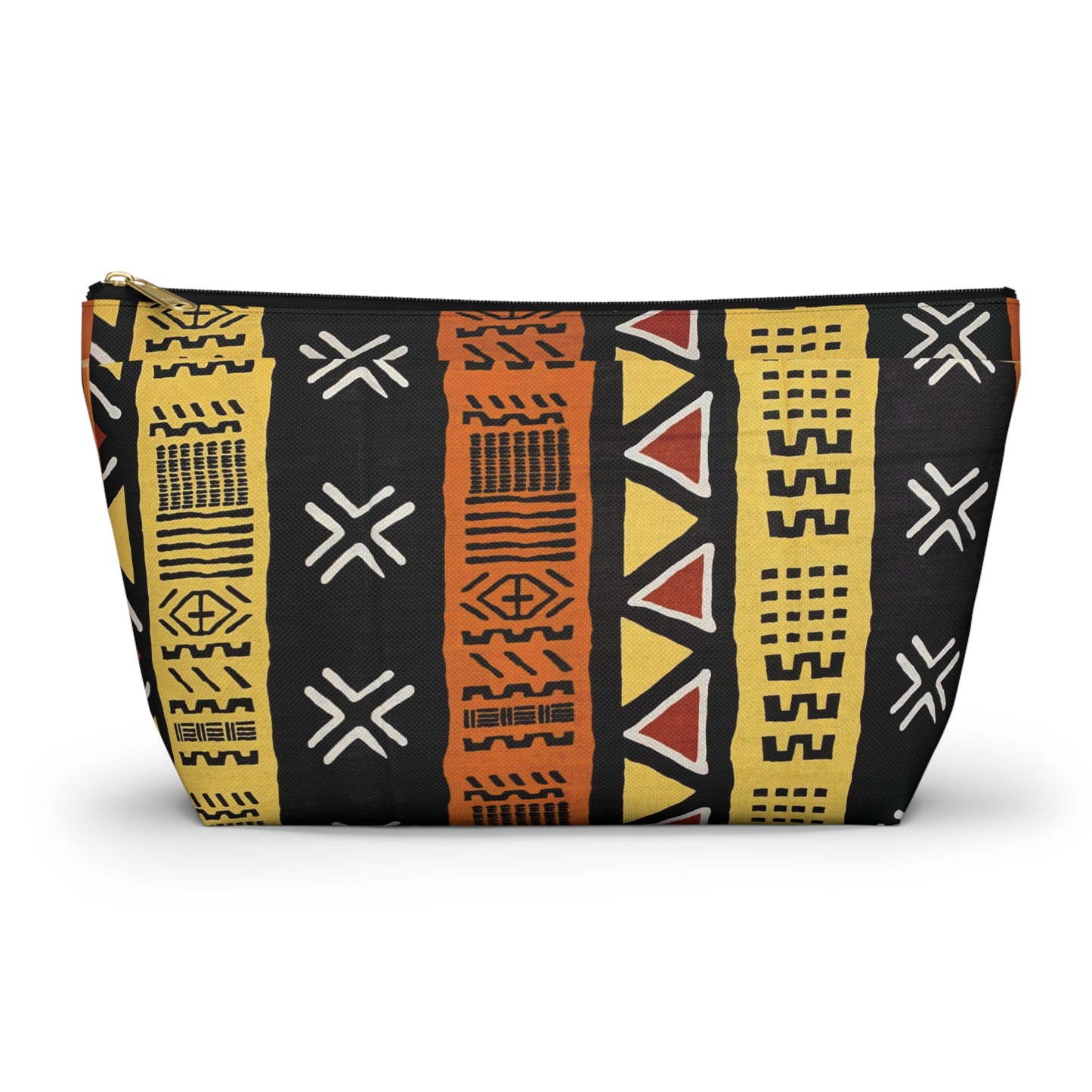 Mud Cloth Print Accessory Pouch w T-bottom